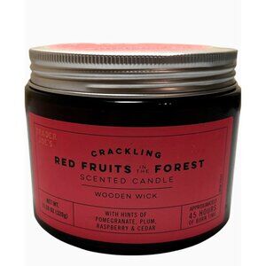 NEW Trader Joe's Candle Red Fruits in the Forest Jar Crackling Wooden Wick